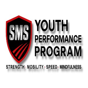 Logo of SMS Youth Performance Program with shield design and text on a white background