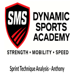 Logo of SMS Dynamic Sports Academy with text about sprint technique analysis.